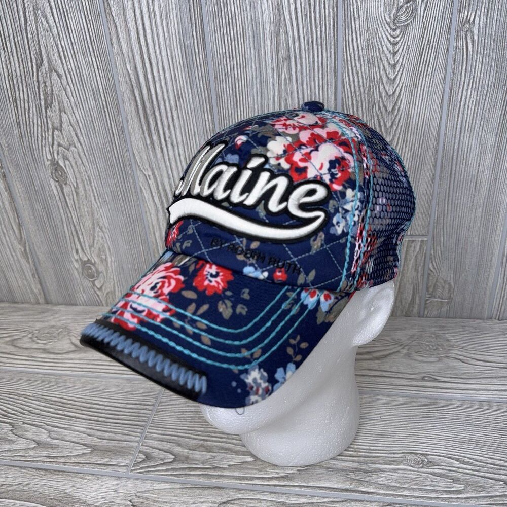 MAINE by Robin Ruth Hat Cap Quilted Mesh Back Floral Print 3D Embroidered